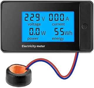 Seamuing AC 85-400V 100A Power Meter Digital Voltmeter Ammeter Energy Monitor Voltage Current Electricity Power Monitor Over Threshold Alarm Volt Amp Watt KWh Tester with CT, LCD Display Panel