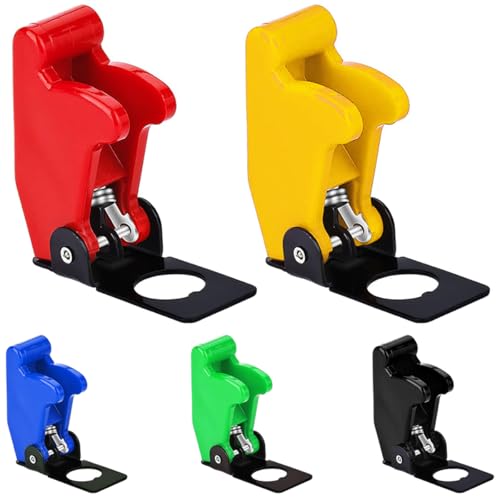 MKBKLLJY 5Pcs 12mm/0.47inch Mounting Hole Red/Yellow/Blue/Green/Black Safety Flip Covers Dustproof Waterproof Cap Aircraft Guard Cover for Toggle Bat-Handle Switch Heavy Duty Toggle Rocker Switch
