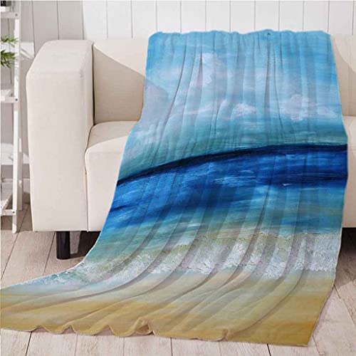 Couverture microfibre douce motif plage 3D confort toutes saisons - 5