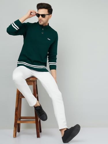 Image of Men High Neck Full Sleeve Winter Woolen Button Sweater