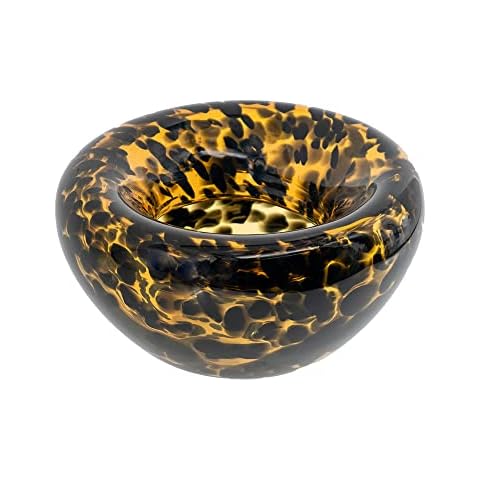 A&B Home Amber Tortoise Vase - Round Decorative Glass Vase, Tabletop Home Décor, Living Room Sideboard Coffee Table Hallway Entryway Console Table Accent Piece, 8" x 8" x 4" Cover