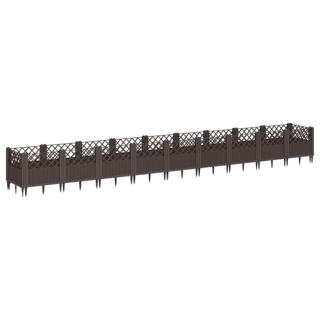 vidaXL Garden Planter with Pegs, Plant Pot for Patio Balcony Terrace, Flower Pot for Flower Herb Plant, Outdoor Planter Box, Brown PP