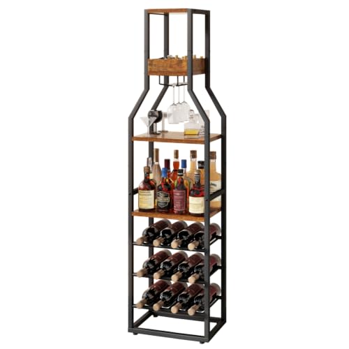 IBUYKE Cantinetta Portavino da Terra a 5 Ripiani,Marrone TMJ916H