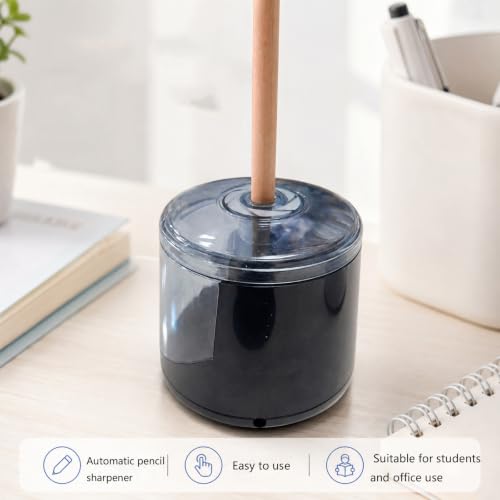Desk Pencil Sharpener with Transparent Shavings Container and Battery Powered Sharpening for School Home Study Tasks Electric Pencil Sharpener Battery Powered Desk Transparent Shavings Bin Top Entry - Image 9