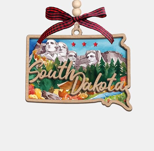 Moonlit93 South Dakota State Christmas Wooden Ornament - 2-Layer Laser-Cut
