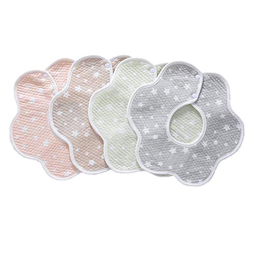 Yworld Lot de 4 bavoirs imperméables pour bébé Motif pétale