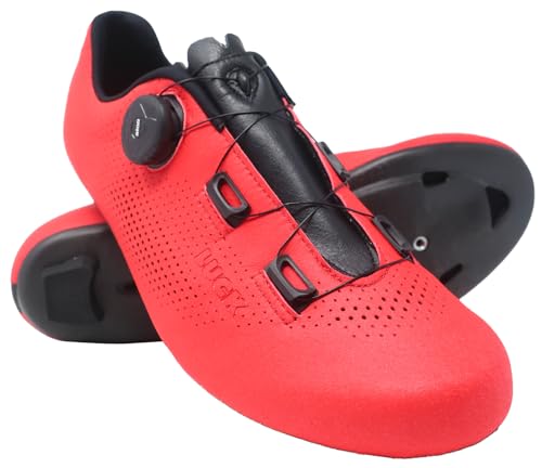 LUCK Lin, Zapatillas de Ciclismo para Carretera con Suela de Carbono y Cierre rotativo. (40)