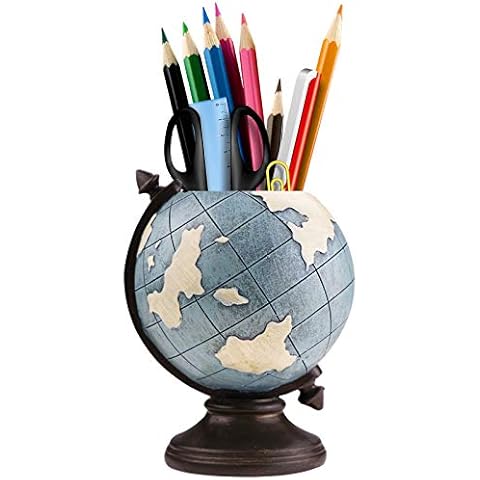 Globe Pen Pencil Pot Holder Vintage Pencil Cup Stand Retro Home Office School Decorations Gifts for Men Geography Gifts Cover