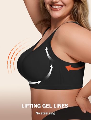 Image of LetsJoli Bras for Women Supportive Wireless Push Up Bra Full Coverage No Underwire Seamless Plus Size for Older Women
