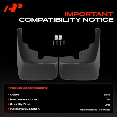 Image of A-Premium Set of 2PCS Mud Flaps Splash Guards Mudflaps Mudguards with Hardware Kits Compatible with Jeep WK Series Grand Cherokee 2005-2010, Front Driver and Passenger Side | Compatible with Jeep WK Series Grand Cherokee 2005-2010, Set of 2 Front Side