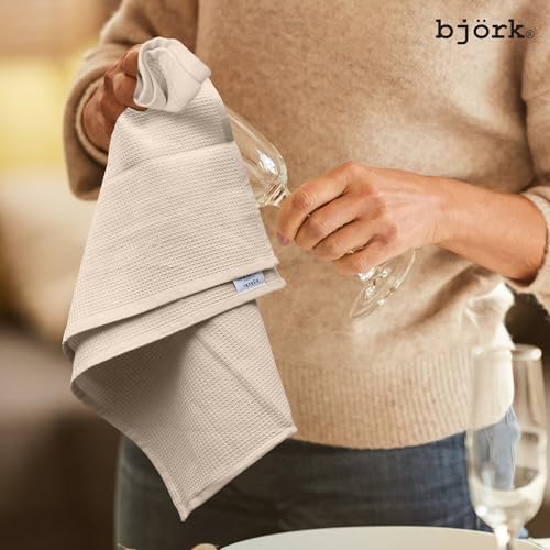 Björk Küchentücher Set Baumwolle Waffelstruktur, Geschirrtücher & Spültücher 4er Set, saugfähig, schnell trocknend & fusselfrei, 50x70 cm, Wiederverwendbare Küchentücher Farbenmix