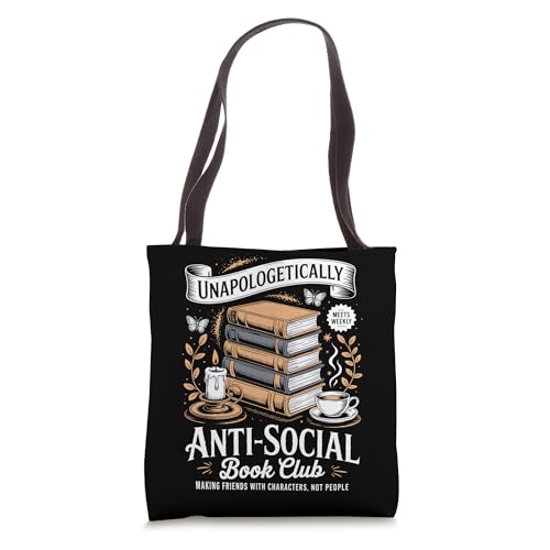 Anti-Social Book Club Reading Coffee & Candle Cottage Goth Tote Bag