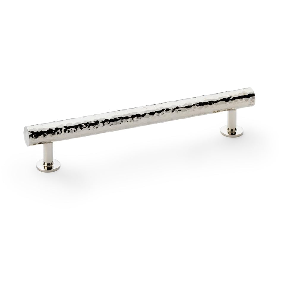 Loops Polished Nickel Hammered T Bar Pull Handle - 160Mm Centres Solid Brass Drawer