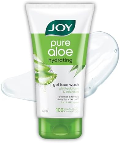 Joy Hydrating Aloe Vera Face Wash for Summers | Controls Excess Oil & Removes Dirt 150ml | Non Drying, Cooling Gel Face Wash