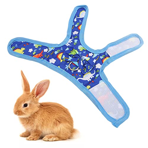 Image of Soft Rabbits Harness Bunny Harness and Leash Set Escape Proof Small Pet Vest with Cartoon Dinosaur Pattern for Bunny Kitten Guinea Pig Walking