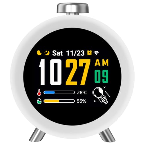 Dekala Smart Alarm Clock with IPS Animated Display, App Control, Temperature & Humidity Sensor, Sleep Sounds, 4 Custom Alarms, and Interactive Themes – Ideal Bedside Clock for Kids, Teens & Families