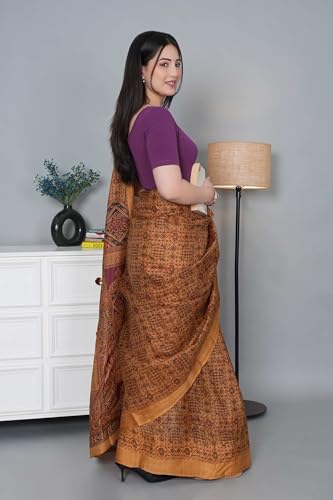Image of Mlada V-Neck Stretchable Saree Blouse Top for Women | Slim Fit Short Sleeves Solid Cotton Blouses | Readymade Saree Blouses for Women Festive & Ethnic | Blouse Crop Top
