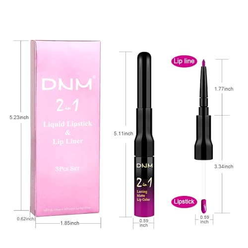 Image of evpct 3Pcs Purple Hot Pink Fuschia Red Matte Lip Liner & Liquid Lipstick Stain Makeup Set for Women, Lip Liner Stain Long Lasting Waterproof Smudge Proof, Longwear Lips Stick Makeup 24 hours originale