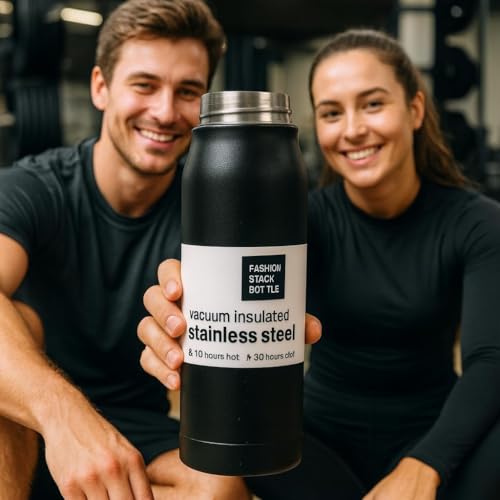 550ml Stainless Steel Thermal Bottle | 12 Hours Hot & 24 Hours Cold | Leak Proof Double Vacuum Insulated Bottle for Gym, Office, Travel - Matte Black
