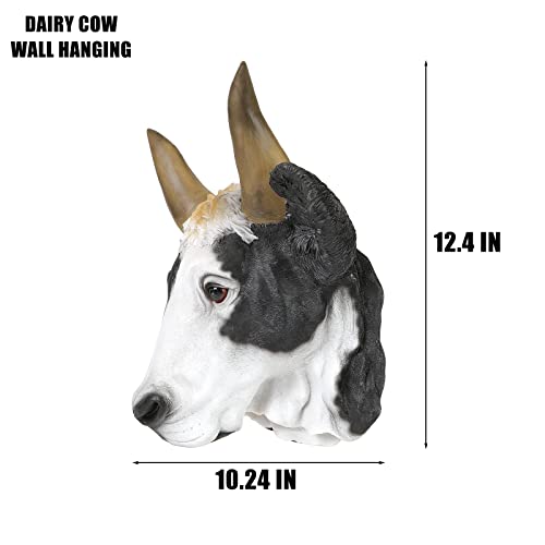 Cow Head Wall Decor Hanging, Dairy Cattle Faux Resin Pendant Sculptures, 3D Milk Cow Elegant Animal Head Wall Mount, Taxidermy Wildlife Adornment Ornament, Farmhouse Decoration Westen Art #TOP5