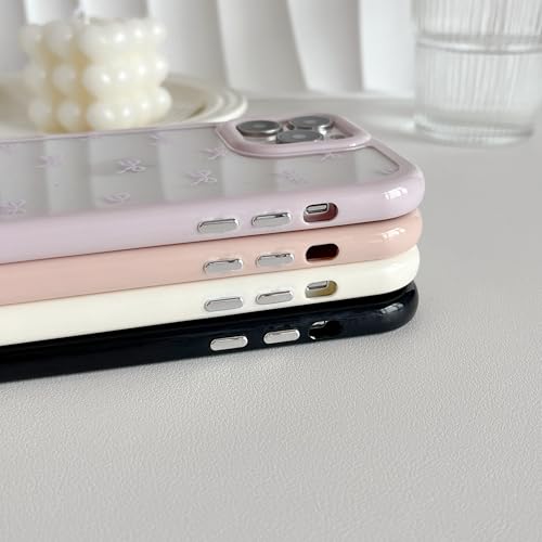 ZTOFERA iPhone 13 Proケース用、可愛いクリア透明リボンボウノット、韓国おしゃれシンプルカバー、ソフトTPU超スリム耐衝撃保護カバー iPhone 13 Proスマホケース用、ベージュ