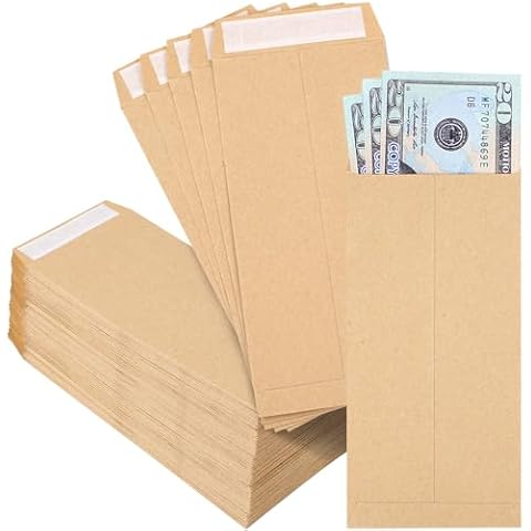 Joyberg 120 PCS Money Envelopes for Cash Kraft Paper, 6.5”x3.2” Small Cash Envelopes for Money Self-Adhesive, Money Saving Challenge Coin Envelopes for Coin, Check, Cash, Budget, Small Item Organizer Cover