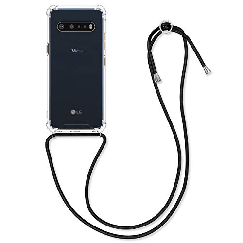 kwmobile Crossbody Case Compatible with LG V60 ThinQ - Clear Transparent TPU Cell Phone Cover with Neck Cord Lanyard Strap - Transparent