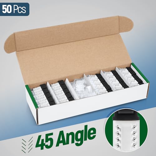 Image of Everest 45 Degree RJ45 Cat6A Keystone Jacks Slim Profile 50-Pack Black | Compatible with 45 Angled Speed Termination Tool - 45Term (B0BL3GS7ZY)