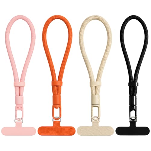 ZVBRSKM 4 cadenas para teléfono móvil, cortas, con 4 clips, correa para teléfono móvil, correa de mano para smartphone, universal, para viajes, al aire libre y vida cotidiana, práctica y elegante