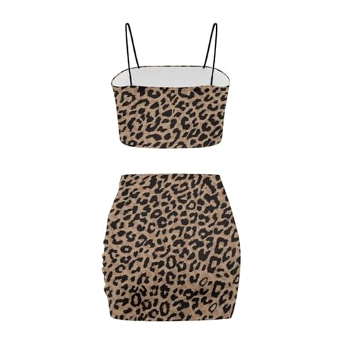 Image of Biyejit Women's 2 Piece Summer Outfits Spaghetti Strap Crop Tops and Bodycon Mini Skirt Dress Set Plus Size S-4XL