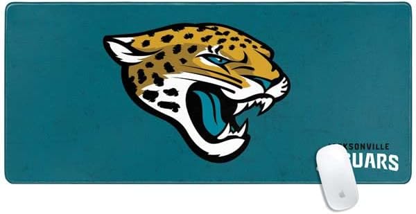 Skinit Extra Large Gaming Mouse Pad - Officially Licensed NFL Jacksonville Jaguars Teal Distressed Design with Stitched Edges, Waterproof, Non-Slip Rubber Base, Desk Mat for Keyboard & Mouse