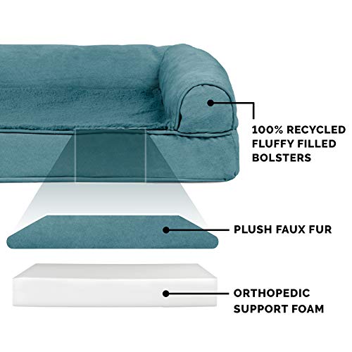Image of Furhaven Orthopedic Dog Bed for Large Dogs w / Removable Bolsters & Washable Cover, For Dogs Up to 125 lbs - Plush & Suede Sofa - Deep Pool, Jumbo Plus /XXL