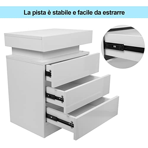 CTXGSOQ Comodino Bianco con Illuminazione LED
