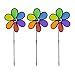 Produktbild Relaxdays Windrad Blume, 3er Set, Deko Gartenstecker für Balkon, Terrasse & Garten, HBT 67 x 28 x 6 cm, Regenbogen, bunt