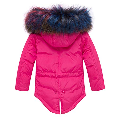 image for REWANGOING Baby Girls Winter Warm 2pcs Fur Trim Hooded Puffer Down Jac