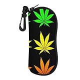 HEBVASS Fashion Slim Eyewear Organizer Weedleaf, Zippered Protective Case for Sunglasses & Reading Glasses, Portable Design for Daily Use