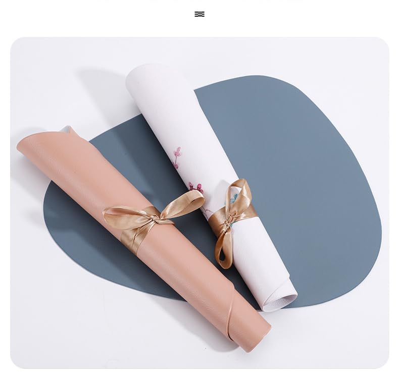 Salvamanteles Lavables, Juego de 4 Manteles Individuales y Posavasos de Cuero de Doble Cara Manteles Individuales Impermeables Antideslizantes Resistentes Al Calor Manteles y Posavasos de Col