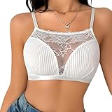 Générique Femme Soutien Gorge Dentelle sans Armature Brassiere Sexy Transparente Push Up Caraco Bretelles Spaghetti Bralette Brassière Quotidien Bustier Crop Top Firm Lift Bra sous Vêtements Blanc M