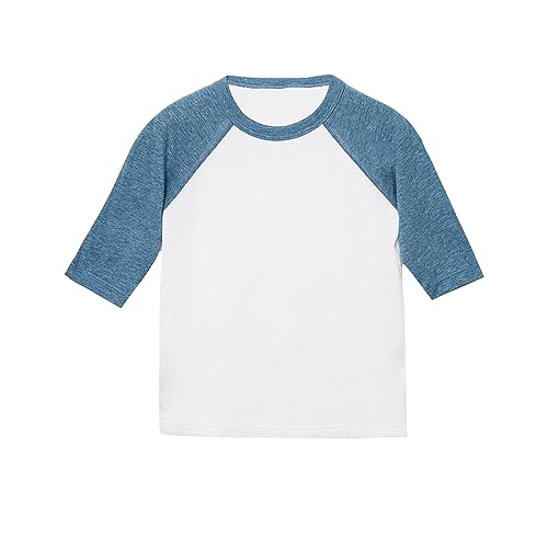 Bella Canvas Toddler 3/4 Sleeve Baseball T-Shirt, 3 Years, White/Denim