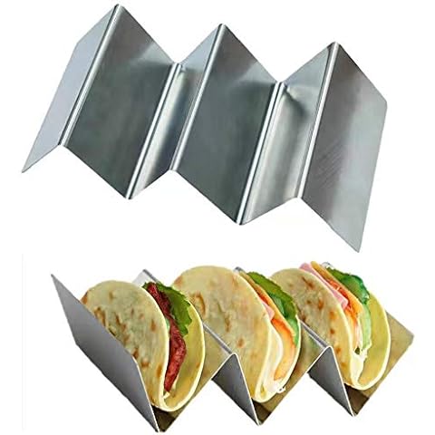 Mirrwin Taco Halter Ständer Edelstahl Taco Rack Truck Tray Stil Wellenform Food Ständer Edelstahl Taco-Halter Ständer Passend Cover