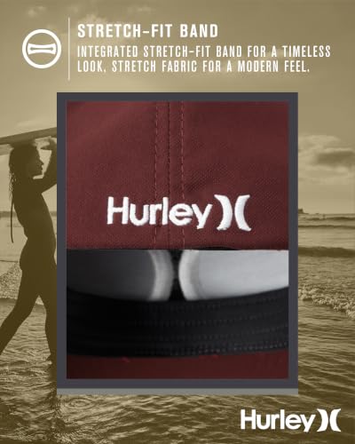 Image of Hurley Mens Baseball Cap - Moisture Wicking Curved Brim Flexfit Fitted Hats for Men with H2O-Dri Sweatband (Sizes: S-XL)