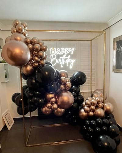 Image of Rose Gold and Black Balloon Arch Kit, ADOINBY 140Pcs Metallic Rose Gold Black Balloon 18 12 10 5 Inch Different Size Balloons for Birthday Party Bridal Shower Wedding Engagement Anniversary Decoration