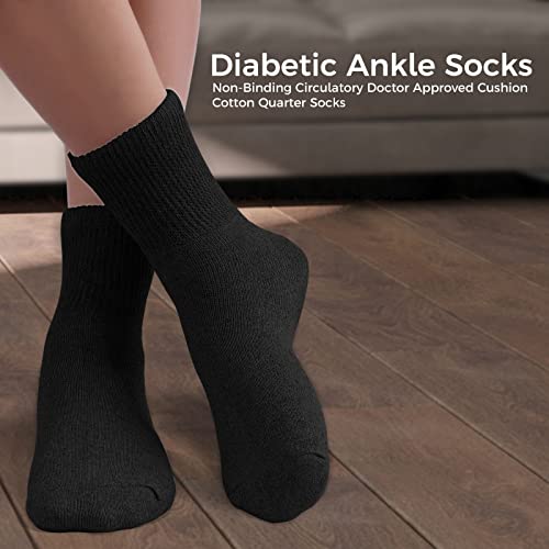 Diamond Star Diabetic Ankle Socks for Men and Women, Non Binding Cushioned Cotton Socks for Sensitive Feet Care