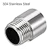 uxcell Shower Head Extension Arm Stainless Steel 1/2PT Male to 1/2PT Female Thread 30mm Length Cast Pipe Fitting Coupler 2Pcs