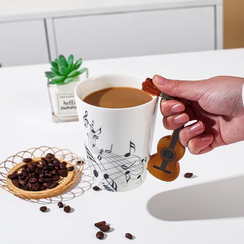 Johiux 13.5 oz Musical Notes Design Guitar Violin Coffee Mugs,Drink Tea Milk Coffee Mug,Music Gifts for Friend,Men,Women,Music Teacher - Image 3
