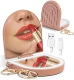 Kitsch Compact Mirror Keychain – Travel Makeup Mirror with Lights, Small Lighted Dual-Magnification Pocket Mirrors, USB-Rechargeable 450mAh, Ideal for Your Touch-Ups While On Travel – Terracotta