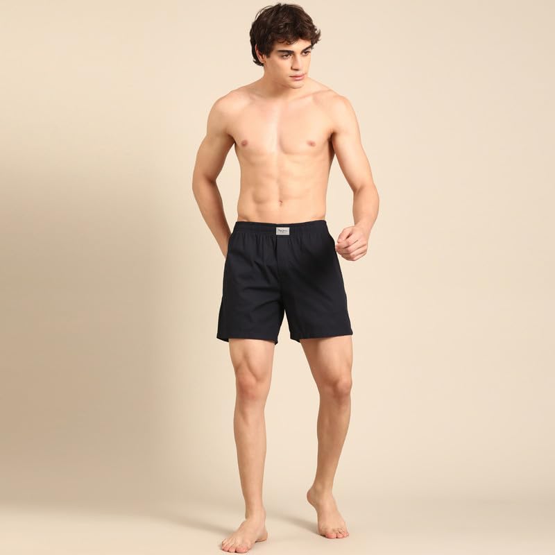 Image of Pepe Jeans Men's Solid 100% Cotton Regular Fit Long Boxer Shorts | Classic Comfortable Innerwear Long Boxer for Everyday & Lounge Wear | Soft Breathable Fabric | Elastic Waistband | All-Day Comfort