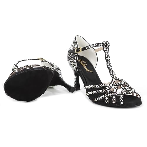 Image of Latinsoul Y205-34 Women's Crystal Embellished Latin Dance High Heel Shoes - Stylish Design Adjustable Ankle Strap Dance Shoes