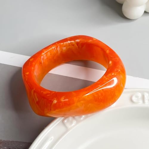 Chunky Acrylic Transparent Candy Color Geometric Round Square Cuff Bangle Bracelet Set for Women Resin Wristband Statement Jewelry2