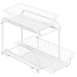 SONGMICS Küchen-Organizer, Küchenregal, Ordnungssystem, 2 Ebenen, stapelbar, erweiterbar, mit Metallkörben, für Küche, Badezimmer, mattweiß KCS017W01V1